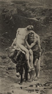 The Good Samaritan, Photogravure Print from the Original 1880 Painting by Aime-Nicolas Morot, The Masterpieces of French Art by Louis Viardot, Published by Gravure Goupil et Cie, Paris, 1882, Gebbie &...