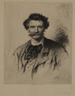 Carl von Piloty, German Painter, Portrait Drawn and Etched by Wilhelm Hecht, 1883