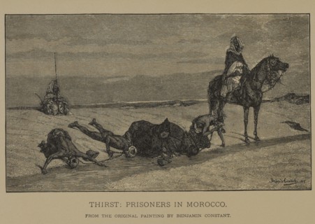 Thirst: Prisoners in Morocco, Woodcut Engraving from the Original Painting by Benjamin Constant, The Masterpieces of French Art by Louis Viardot, Published by Gravure Goupil et Cie, Paris, 1882, Gebbi...