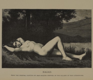 Naiad, Woodcut Engraving from the Original Painting by Jean-Jacques Henner, The Masterpieces of French Art by Louis Viardot, Published by Gravure Goupil et Cie, Paris, 1882, Gebbie & Co., Philadelphia...