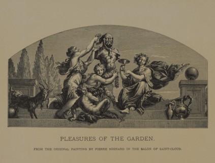 Pleasures of the Garden, Woodcut Engraving from the Original Painting by Pierre Mignard, The Masterpieces of French Art by Louis Viardot, Published by Gravure Goupil et Cie, Paris, 1882, Gebbie & Co.,...