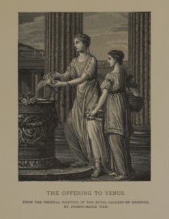 The Offering to Venus, Woodcut Engraving from the Original 1763 Painting by Joseph-Marie Vien, The Masterpieces of French Art by Louis Viardot, Published by Gravure Goupil et Cie, Paris, 1882, Gebbie ...