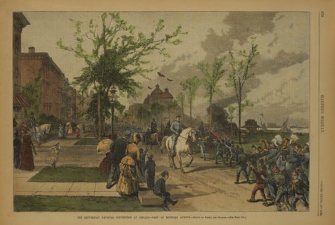 The Republican National Convention at Chicago, View on Michigan Avenue, Drawn by Schell and Graham, June 14, 1884