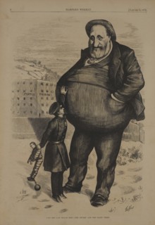 Can the Law Reach Him? The Dwarf and the Giant Thief, Drawing by Thomas Nast, Harper's Weekly, January 6, 1872