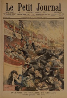 Cover of Parisian Newspaper Le Petit Journal, Featuring December 30, 1903 Fire at Chicago's Iroquois Theater,  Paris France, January 17, 1904