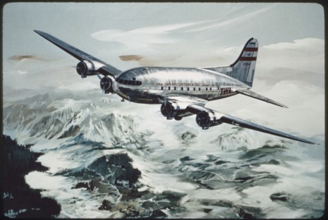 TWA Commercial Airplane in Flight