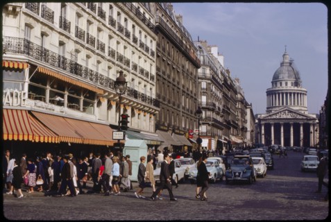 Street Scene and Pantheon, Rue Soufflot, Paris, France, 1963