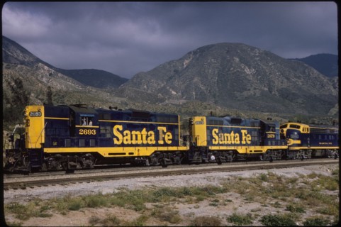 Sante Fe Freight Train, Cajon Pass at Cajon, California, USA, 1964