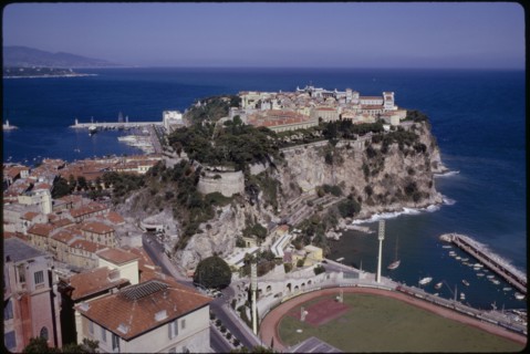 Prince's Palace and Mediterranean Sea, Monaco-Ville, Monaco, 1961