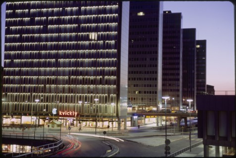 Row of Modern Office Buildings at Dusk, Stockholm, Sweden, 1966