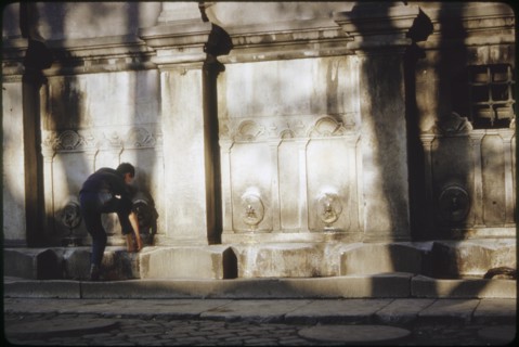 Man Washing his Feet before Entering Mosque, Istanbul, Turkey, 1963