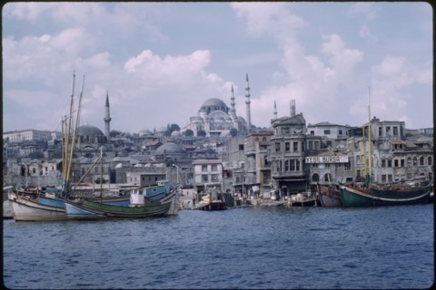 Süleymaniye Mosque and Golden Horn Harbor, Bosphorus, Istanbul, Turkey, 1959