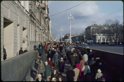 Crowded Street Scene, Nevsky Prospect, Leningrad (St. Petersburg), U.S.S.R., 1958