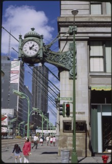 Clock, Marshall Field & Co. Department Store, Washington and State Streets, Chicago, Illinois, USA, 1972
