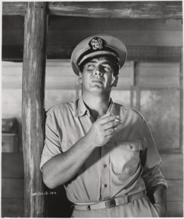 Victor Mature, on-set of the Film, "The SharkFighters", United Artists, 1956
