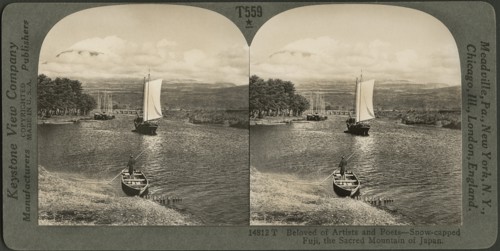 Beloved of Artists and Poets-Snow-Capped Fuji, The Sacred Mountain of Japan, Stereo Card, Keystone View Company, early 1900's