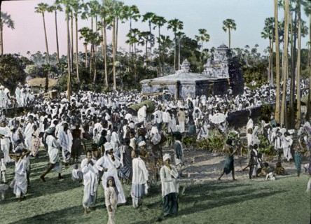 Magha Purnima Festival, Masulipatnam, India, Hand-Colored Magic Lantern Slide, Newton & Company, 1910