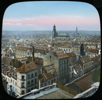 Cityscape, Brussels, Belgium, Hand-Colored Magic Lantern Slide, Newton & Company, 1915