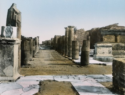Vicola della Regina, Pompeii, Italy, Hand-Colored Magic Lantern Slide, Newton & Company, 1910