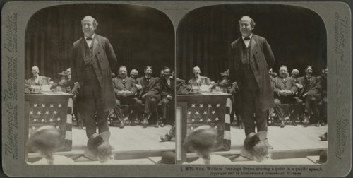 Hon. William Jennings Bryan Scoring a Point in a Public Speech, Stereo Card, Underwood & Underwood, 1907