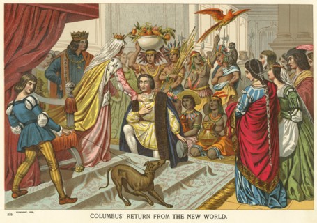 Columbus Return from the New World, 1493, Chromolithograph from original Painting, 1892