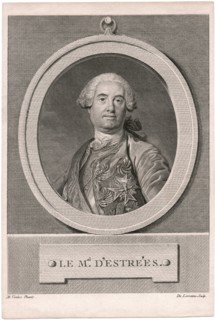 Victor-Marie d'Estrees (1660-1737), Marshal of France, Head and Shoulders Portrait, Engraving