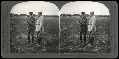 Marshal Haig & General Antoine at Review of French First Division, France, Stereo Card, Keystone View Company, 1914-18