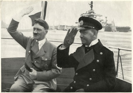 Chancellor Adolf Hitler and Admiral Erich Raeder Reviewing  German Fleet , Germany, 1930's