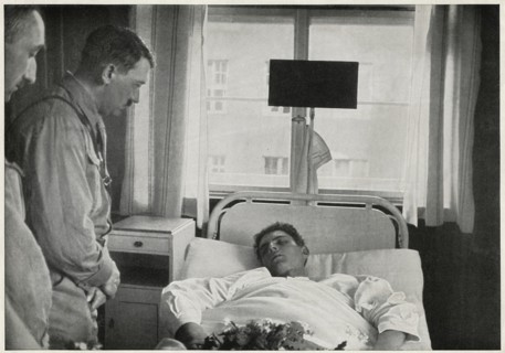 Adolf Hitler visiting Injured Man in Hospital, Germany, 1931
