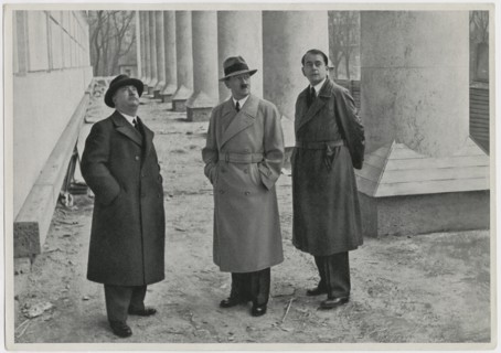 Leonhard Gall, Adolf Hitler, Albert Speer Viewing Progress on Construction of the House of German Art, Munich, Germany, 1937