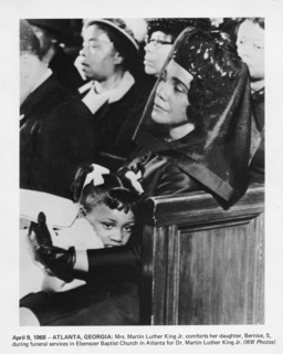 Mrs. Martin Luther King Jr. Comforting Daughter, Bernice, during Funeral Services for Dr. Martin Luther King, Jr., Abenezer Baptist Church, Atlanta, Georgia, USA, April, 9, 1968