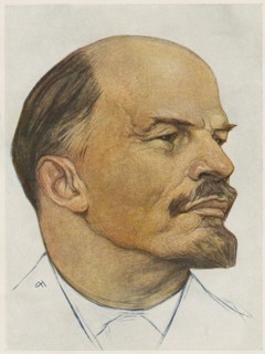 Vladimir Ilyich Lenin (1870-1924), Russian Revolutionary and Premier of the Soviet Union 1922-24, Portrait by Nickolay Andreyev, 1920