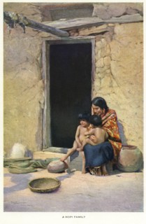 Hopi Family, Lithograph, early 1900's