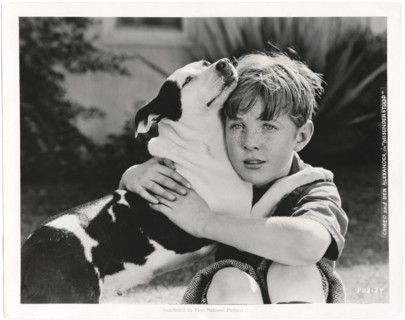 Ben Alexander with Cameo the Dog , on-set of the Silent Film, "A Self-Made Failure", Associated First National Pictures, 1924