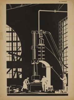 Soviet Propaganda Magazine Interior, Bezbozhnik u Stanka (Atheist at his Bench) Magazine, Illustration by Mechislav Dobrokovsky, 1920's