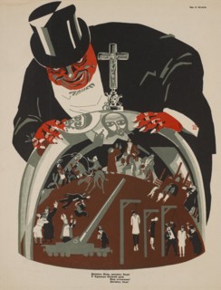 Soviet Propaganda Magazine Interior, Bezbozhnik u Stanka (Atheist at his Bench) Magazine, Illustration by Nikolai Kogout, 1920's