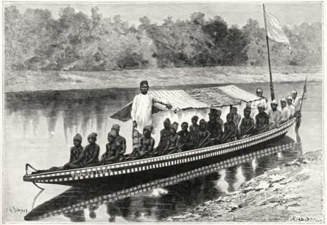 Barge on the Old Calabar River, Nigeria, Illustration by Sirouy/Hilldibrand, Harper's Monthly Magazine, 1879