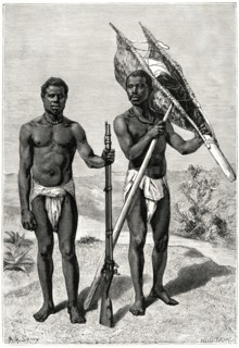 Hunters of the Kroomen Tribe, Liberia, Illustration by Sirouy/Hilldibrand, Harper's Monthly Magazine, 1879
