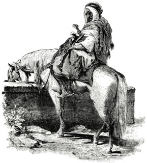 Syrian Bedouin at Desert Well, 1890's, Illustration, Classical Portfolio of Primitive Carriers, by Marshall M. Kirman, World Railway Publ. Co., Illustration, 1895