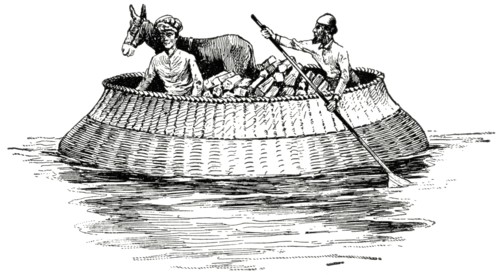 Water Craft on the Tigris River, Turkey, 1890's, Illustration, Classical Portfolio of Primitive Carriers, by Marshall M. Kirman, World Railway Publ. Co., Illustration, 1895