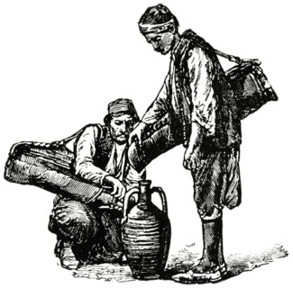 Water Carriers, Constantinople, Illustration, Classical Portfolio of Primitive Carriers, by Marshall M. Kirman, World Railway Publ. Co., Illustration, 1895