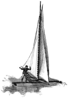 Ice Yacht on Hudson River, USA, Illustration, Classical Portfolio of Primitive Carriers, by Marshall M. Kirman, World Railway Publ. Co., Illustration, 1895