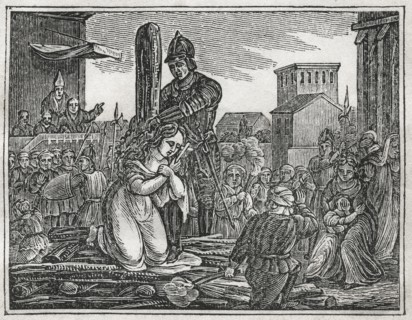 Joan of Arc, Maid of Orleans, Illustration from the Book, Historical Cabinet, L.H. Young Publisher, New Haven, 1834