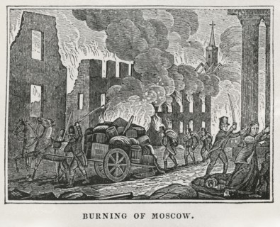 Burning of Moscow, 1812, Illustration from the Book, Historical Cabinet, L.H. Young Publisher, New Haven, 1834