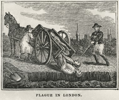 Plague in London, 1665-66, Illustration from the Book, Historical Cabinet, L.H. Young Publisher, New Haven, 1834