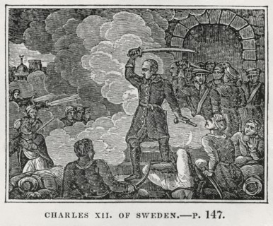 Charles XII of Sweden, Illustration from the Book, Historical Cabinet, L.H. Young Publisher, New Haven, 1834