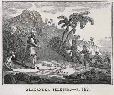 Alexander Selkirk, Illustration from the Book, Historical Cabinet, L.H. Young Publisher, New Haven, 1834