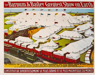The Barnum & Bailey Greatest Show on Earth, General View of 12 Pavilions, French Circus Poster, Lithograph, 1899