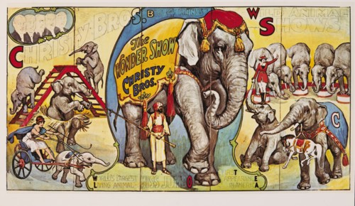 Christy Bros. Wild Animal Shows, the Wonder Show, World's Largest Living Animal, Miss Jumbo, Circus Poster, Lithograph, 1920's