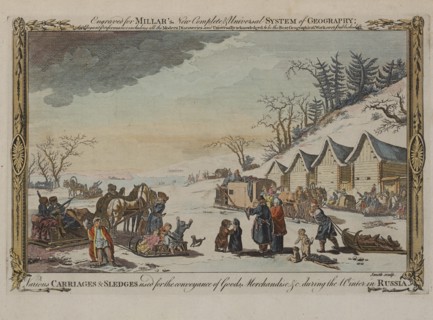Various, Carriages and Sledges used for the Conveyance of Goods, Merchandise during the Winter in Russia, Published for Millar's New Complete Universal System of Geography, Copper Engraving, 1784